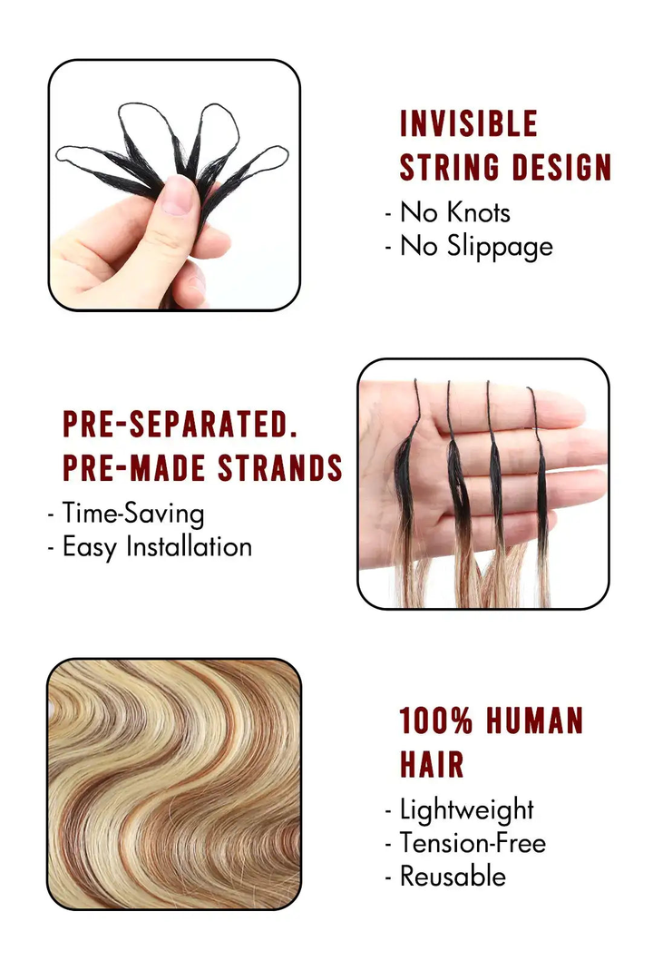 [No Code Needed]New Double Drawn T-Natural Black Mixed #27/30/613 Body Wave Feather Crochet Human Hair Extensions In Bling Hair