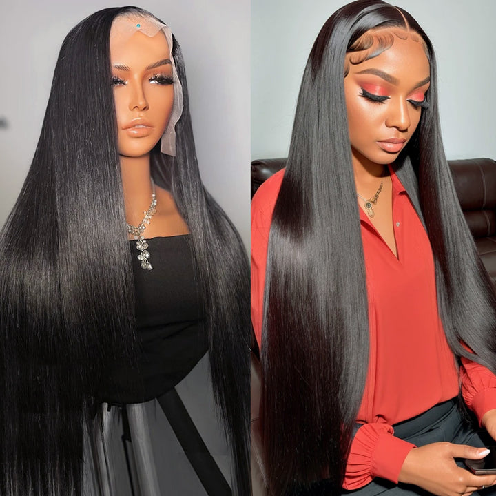 Bling Hair 16-40 Inch Straight Lace Front Human Hair Wigs 13x4 Full Frontal 180% 210% 250% Density