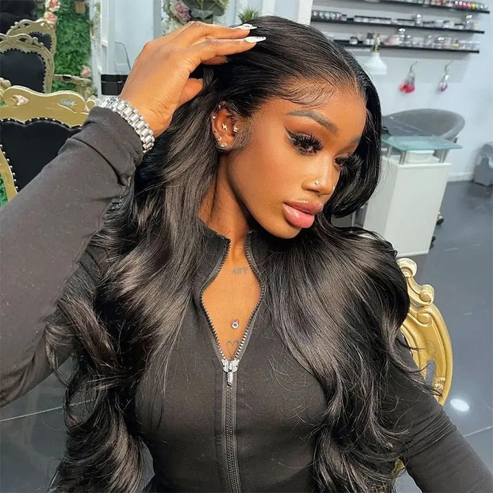 Bling Hair Pre-Everything Glueless Human Hair Wigs Ready to Wear Body Wave 13x4 Lace Frontal Wig Bleached Knots