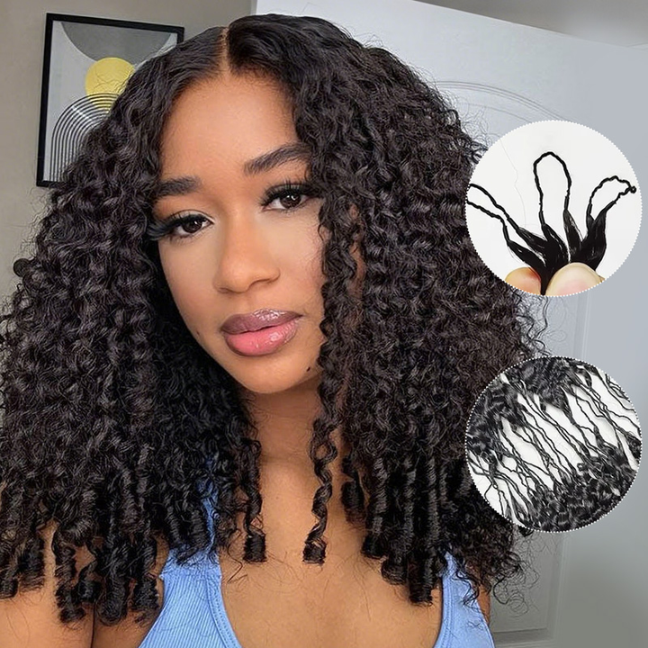 Bling Hair New In Burmese Curly Crochet Human Hair, Designed for Miracle Knots Boho Braids Plush Texture Time-Saving Wear[No Code Needed]