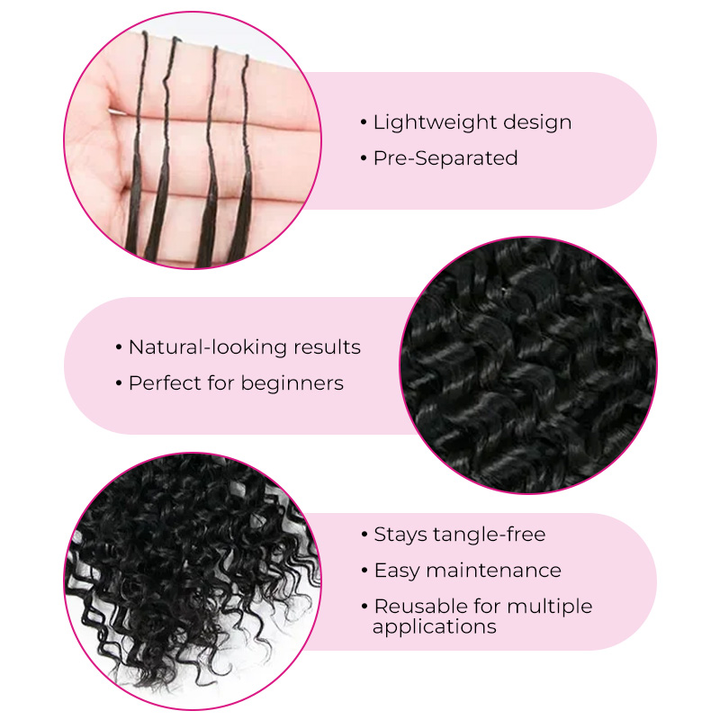 Bling Hair In New Water Wave Crochet Human Hair for Boho Braids with Miracle Knots Time-Saving Install[No Code Needed]