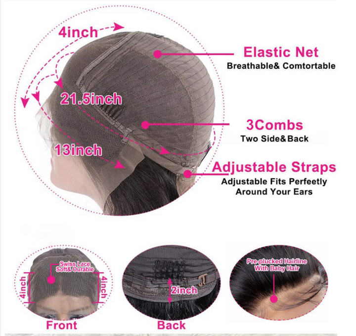 Glueless Layered Cut Reddish Brown 13x4 13x6 Undetectable Lace Front 100% Human Hair Wig