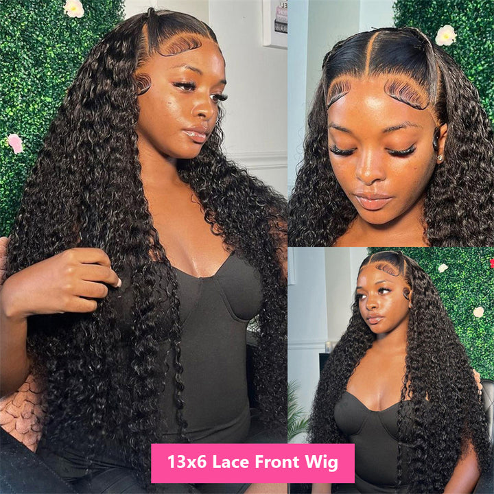 Bling Hair Deep Water Wave 13x6 Lace Frontal Human Hair Wigs 200% Density 30 Inch