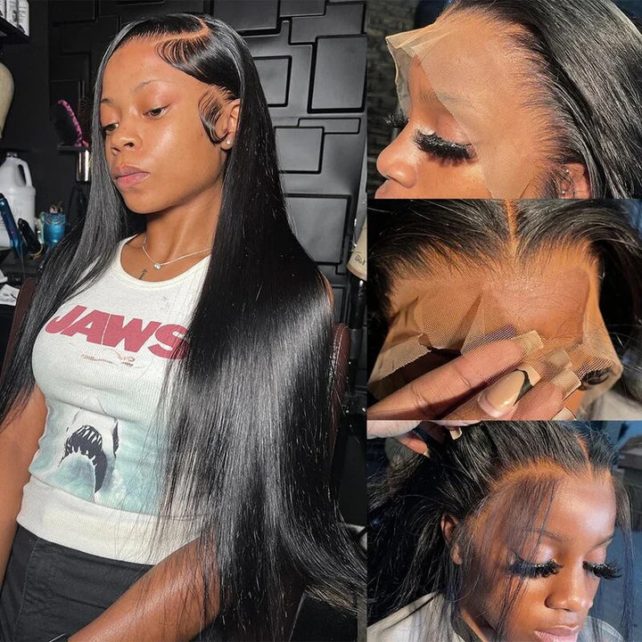 Bling Hair 16-40 Inch Straight Lace Front Human Hair Wigs 13x4 Full Frontal 180% 210% 250% Density