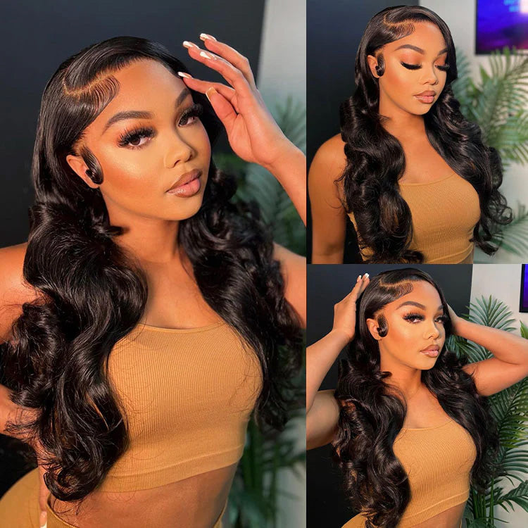16-40 Inch Body Wave Free Part 13x6 Full Lace Frontal Human Hair Wig Natural Color