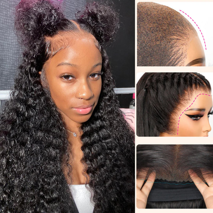 Deep Wave Pull Go Glueless 13x6 13x4 Full Lace Frontal Human Hair Wigs