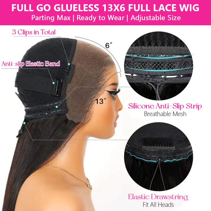 Deep Wave Pull Go Glueless 13x6 13x4 Full Lace Frontal Human Hair Wigs