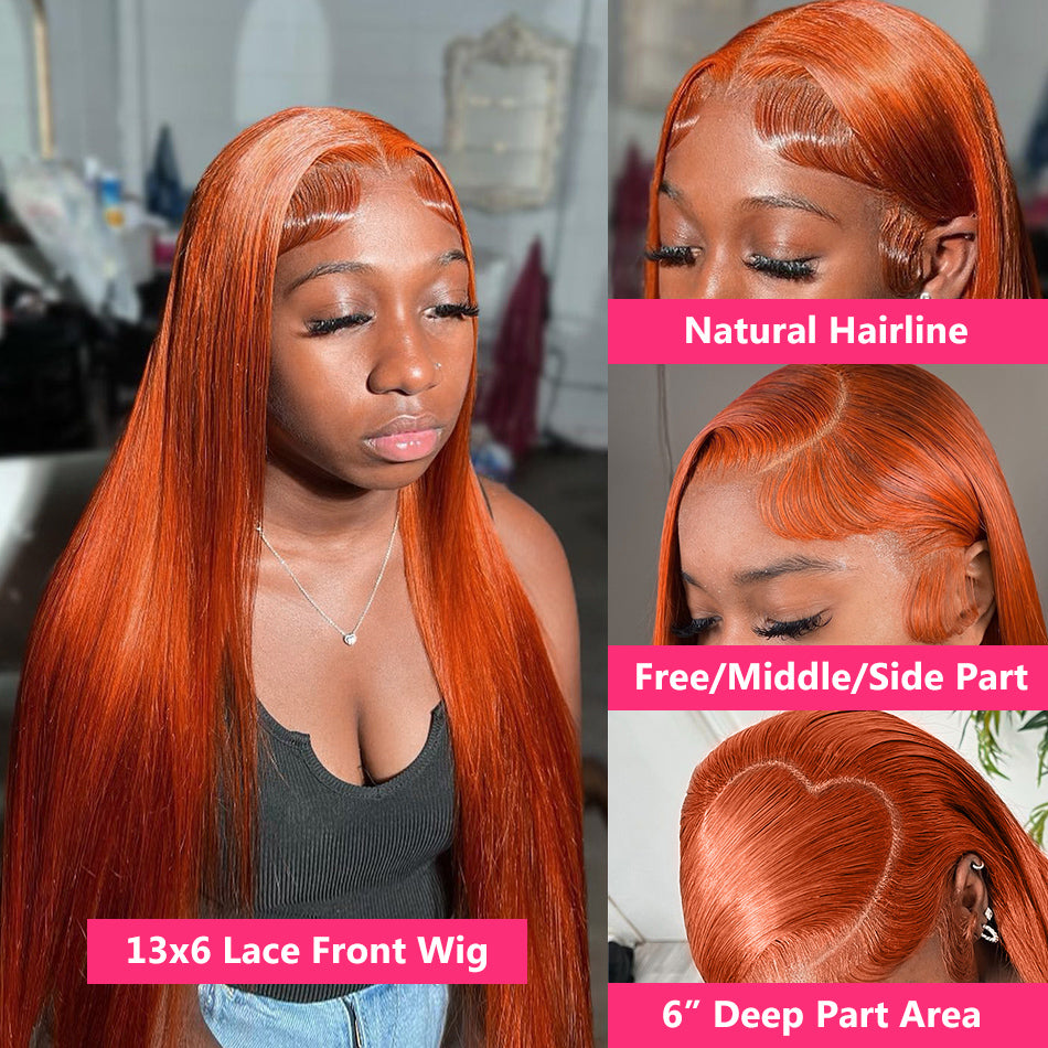 Bling Hair Glueless 7x5 Lace Closure Wig Put On and Go Ginger 13x4 13x6 Lace Frontal Human Hair Wigs