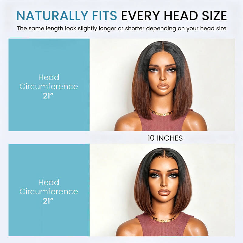 Razor-Sharp Bobs Hair Ombre Brown Double Drawn Glueless Wig Luxury Sleek Bob Human Hair Wigs[No Code Needed]