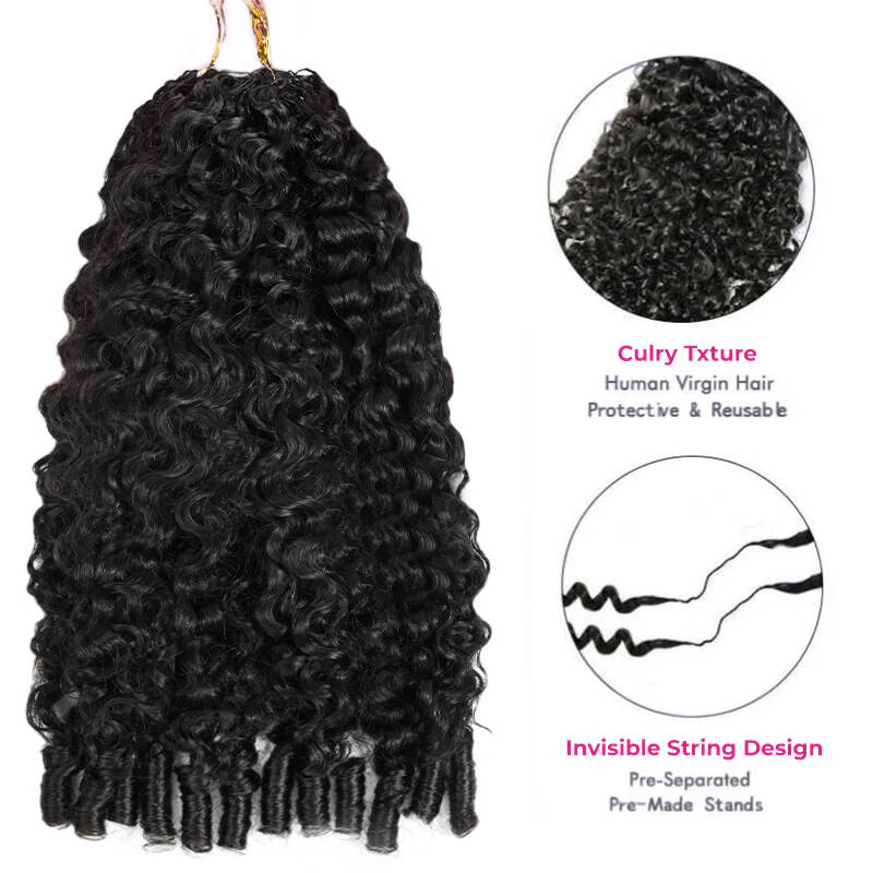 Bling Hair New In Burmese Curly Crochet Human Hair, Designed for Miracle Knots Boho Braids Plush Texture Time-Saving Wear[No Code Needed]