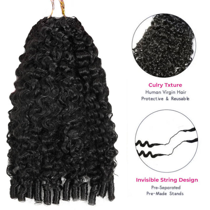 Bling Hair New In Burmese Curly Crochet Human Hair, Designed for Miracle Knots Boho Braids Plush Texture Time-Saving Wear[No Code Needed]