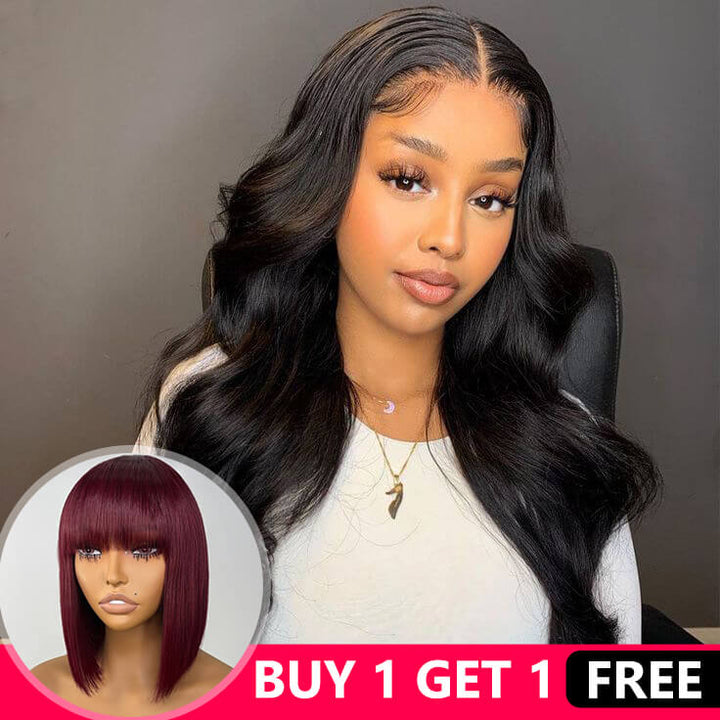 Buy One Get One Free Body Lace Frontal Wig Plus 99J Bob Wig