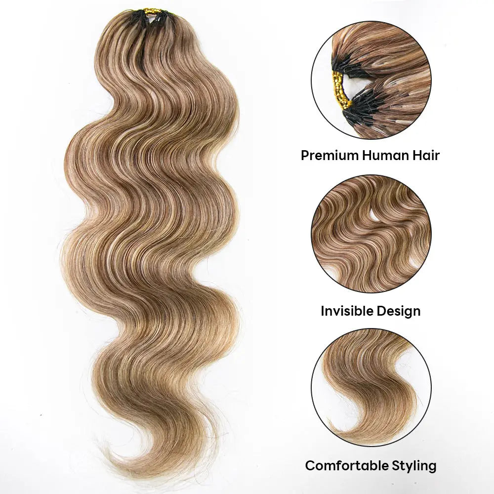 New Lightweight Blend #27/30/613 Mixed Color Body Wave Feather Crochet Human Hair Extensions In Bling Hair