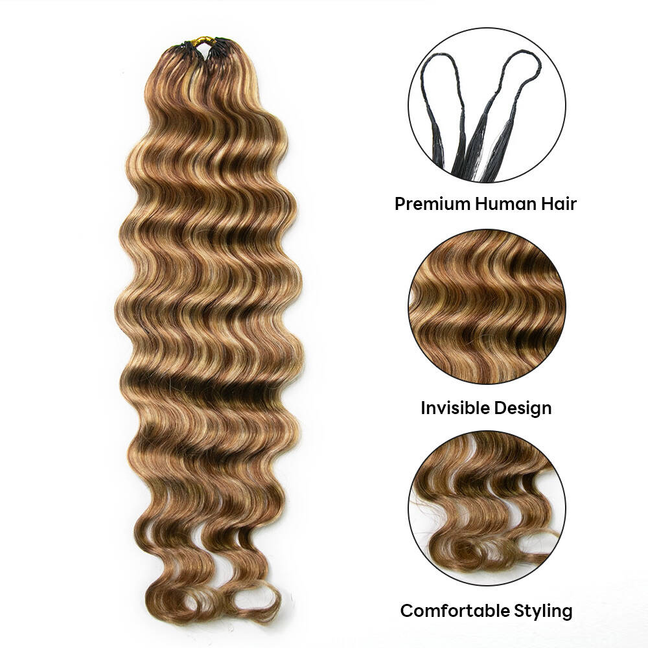 Bling Hair New In #27/30/613 Mixed Color Loose Deep Wave Feather Crochet Human Hair Extensions