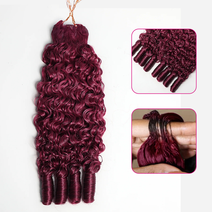 Bling Hair New In 99J Burgundy Burmese Curly Crochet Human Hair for Miracle Knots Plush Texture Time-Saving Wear[No Code Needed]
