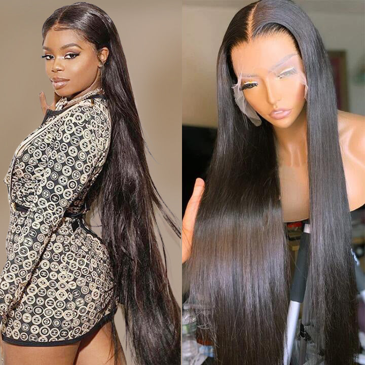 26-40Inch Long Straight HD Lace Front Human Hair Wigs