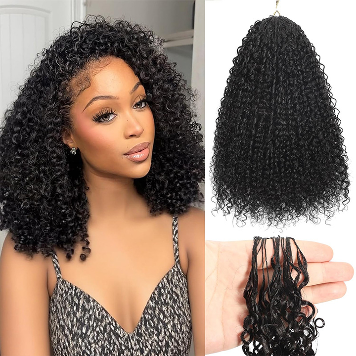 Bling Hair New Kinky Curly Crochet Human Hair for Natural Boho Braids Miracle Knots Ready Time-Saving Pre-Separated[No Code Needed]