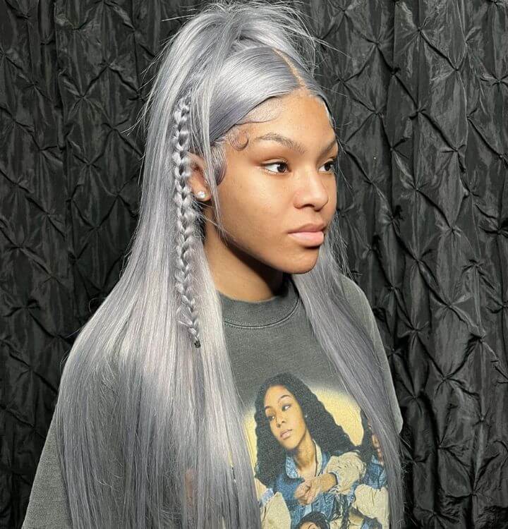 Super Sale Transparent Lace Frontal Wig Brazilian Straight Silver Grey Lace Front Human Hair Wigs 180% Density