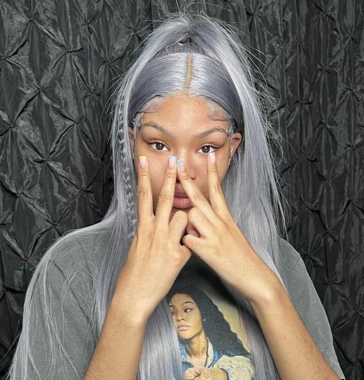 Super Sale Transparent Lace Frontal Wig Brazilian Straight Silver Grey Lace Front Human Hair Wigs 180% Density