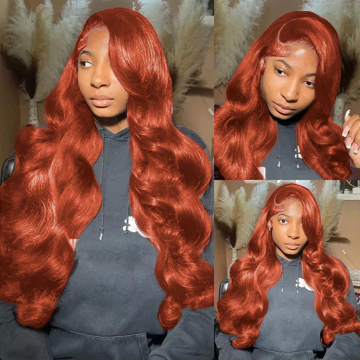 Super Sale Reddish Ginger Brown 13x4/13x6 Lace Front Human Hair Wigs Body Wave #33
