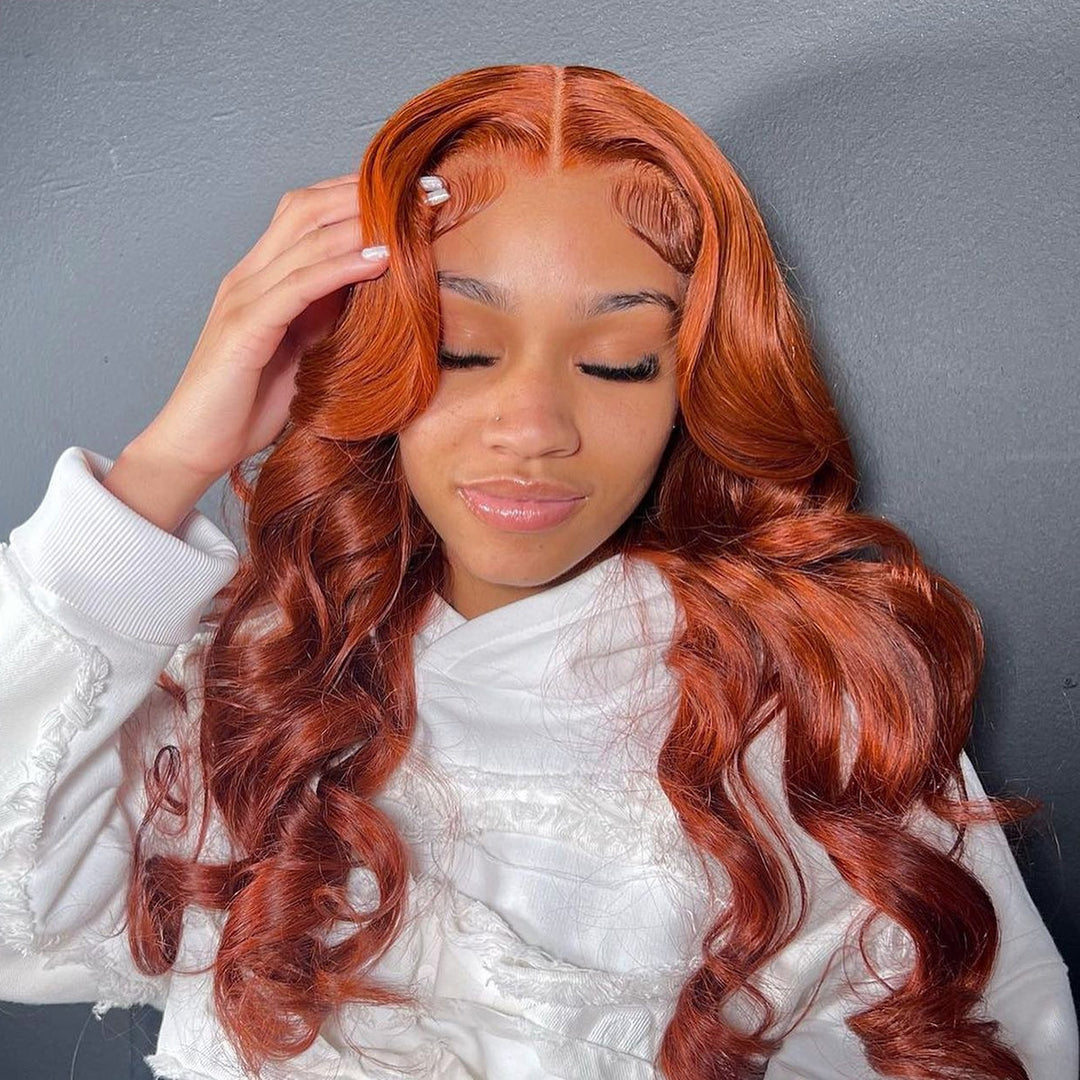 Super Sale Reddish Ginger Brown 13x4/13x6 Lace Front Human Hair Wigs Body Wave #33