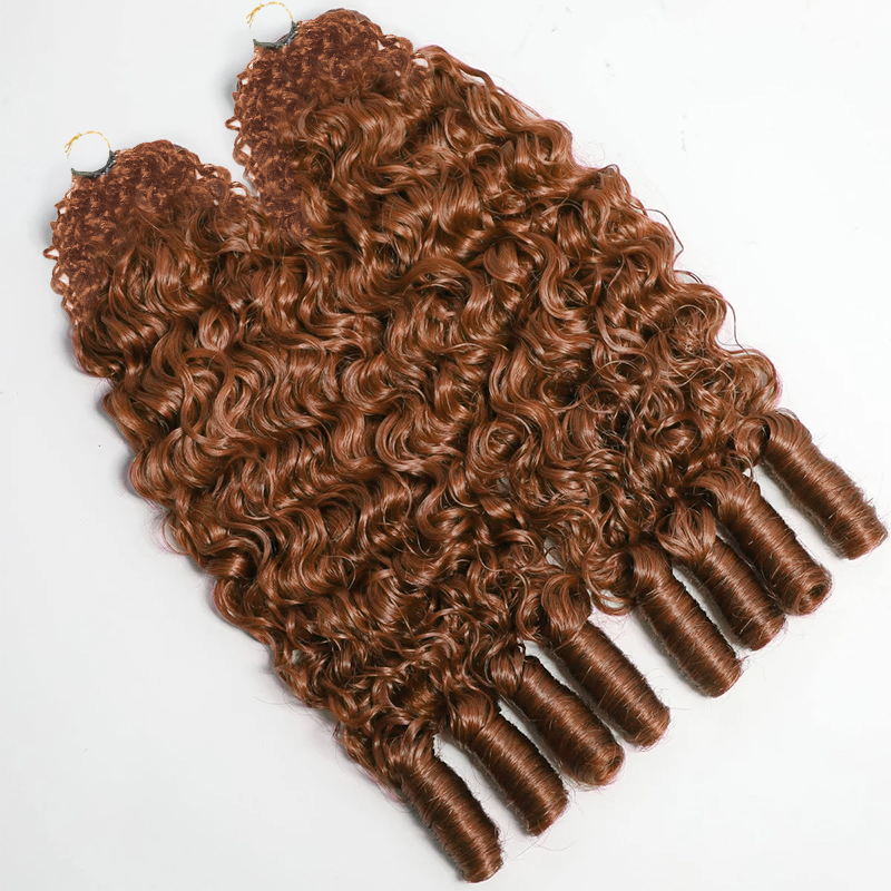 Bling Hair New In Color #30 Light Auburn Burmese Curly Crochet Human Hair for Miracle Knots Plush Texture Time-Saving Wear[No Code Needed]