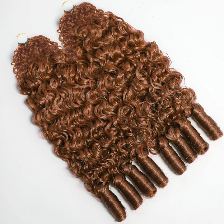 Bling Hair New In Color #30 Light Auburn Burmese Curly Crochet Human Hair for Miracle Knots Plush Texture Time-Saving Wear[No Code Needed]