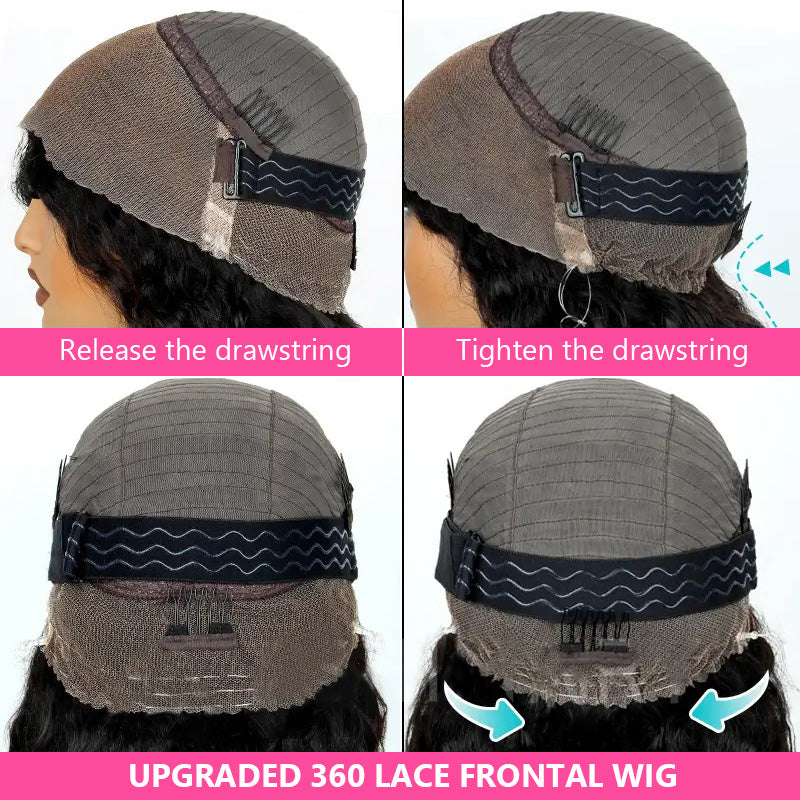 Invisible Strap Deep Wave Glueless 360 Lace Frontal Human Hair Wigs
