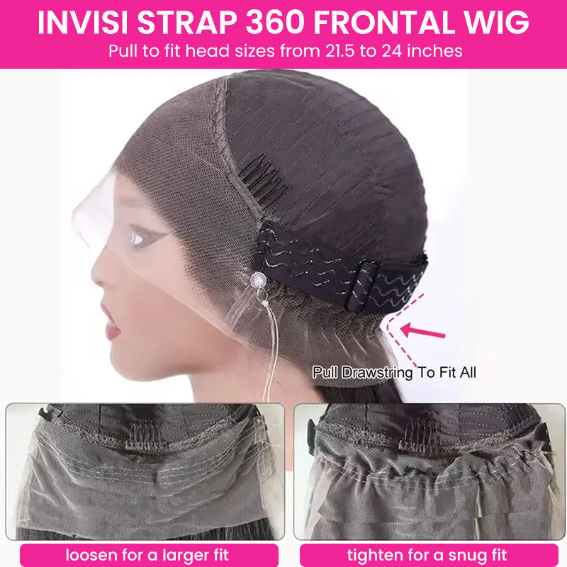 Bling Hair Kinky Straight 360 Lace Front Human Hair Wigs Invisible Strap