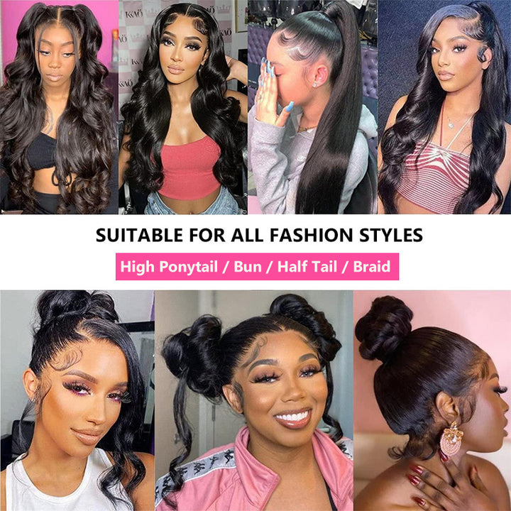 Invisible Strap Glueless 360 Transparent Lace Frontal Straight Human Hair Wigs for Ponytail