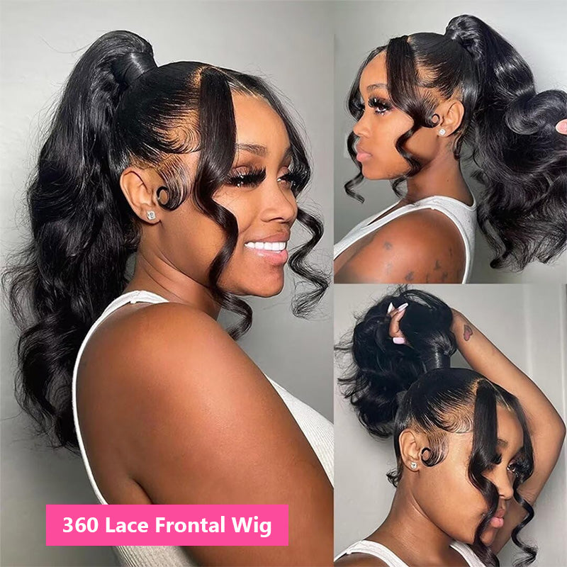 Invisible Strap 360 Glueless Lace Frontal Wigs Brazilian Body Wave Human Hair Wigs
