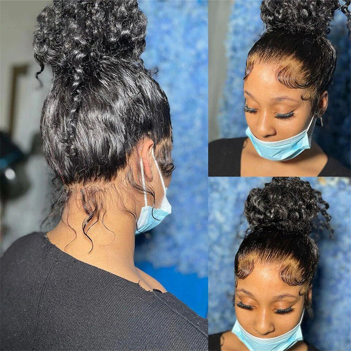 Invisible Strap Deep Wave Glueless 360 Lace Frontal Human Hair Wigs