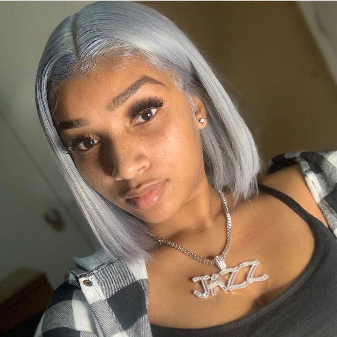 Silver Grey Bob Wig Virgin Human Hair Pre Plucked Silky Straight Lace Frontal Bob Wig with Baby Hair