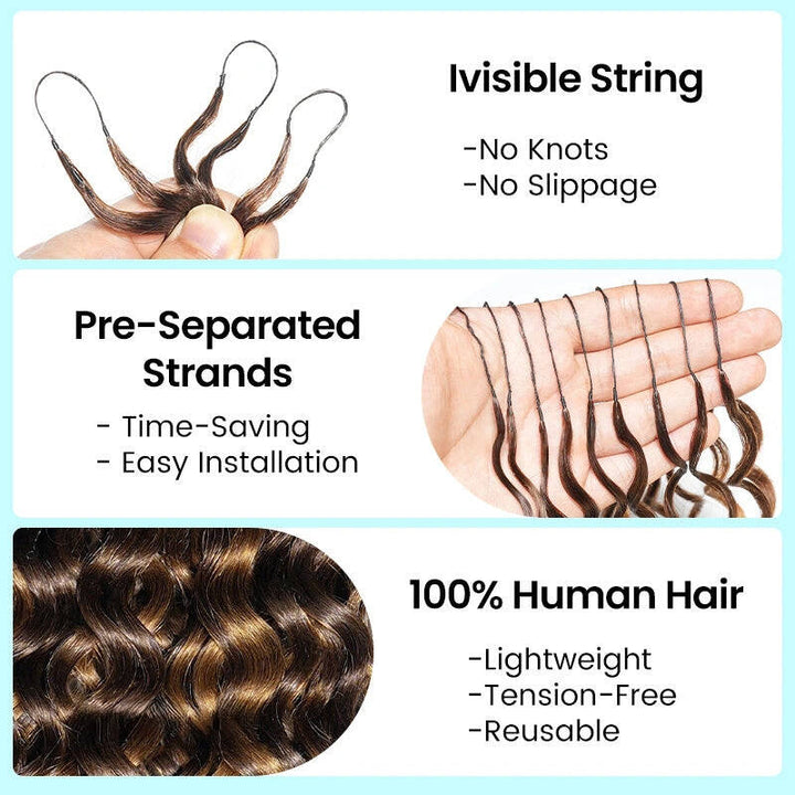 Bling Hair New In Chocolate Brown Water Wave Crochet Hair Machine Made Feather Crochet Human Hair Extension[No Code Needed]