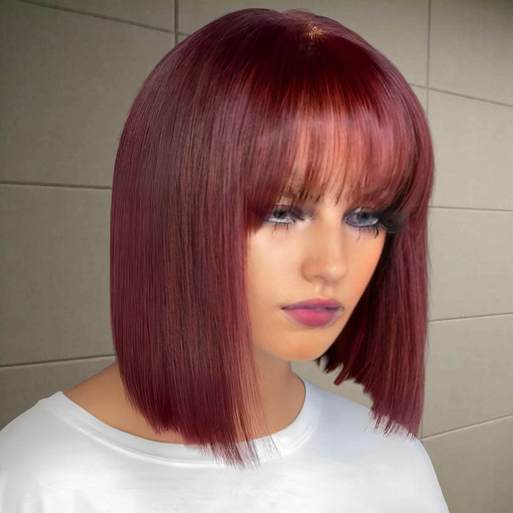 Buy One Get One Free Deep Wave Lace Wig Plus 99J Straight Bob Wig WIth Bang