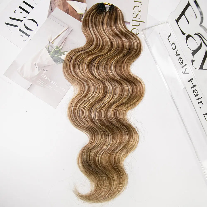 New Lightweight Blend #27/30/613 Mixed Color Body Wave Feather Crochet Human Hair Extensions In Bling Hair