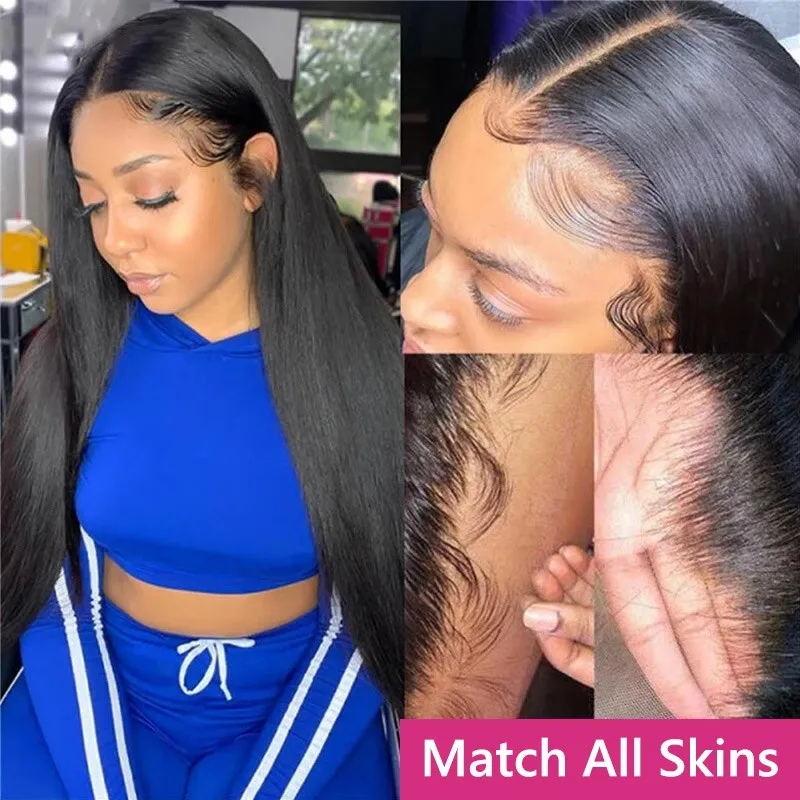 Bling Hair Virgin Hair Raides 5x5 HD Lace Closure Wigs 180% Density Melted Match All Skin 