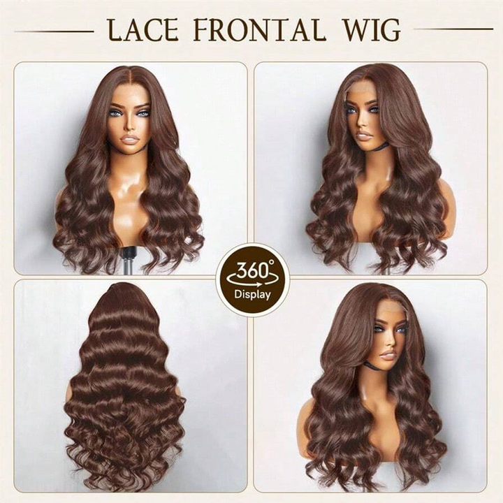 Bling Hair Brown Colored Human Hair 13x4 13x6 Lace Frontal Wig Body Wave Ready to Wear Glueless 6x4 Pre-Cut Lace Closure Wig #4