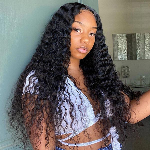 Buy One Get One Free Deep Wave Lace Wig Plus 99J Straight Bob Wig WIth Bang