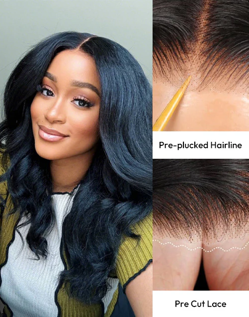 New In Pull Go Kinky Straight Glueless 13X4/13x6 Full Lace Wigs With Hidden Drawstring Pre Bleached Pre Cut Lace Human Hair Wig