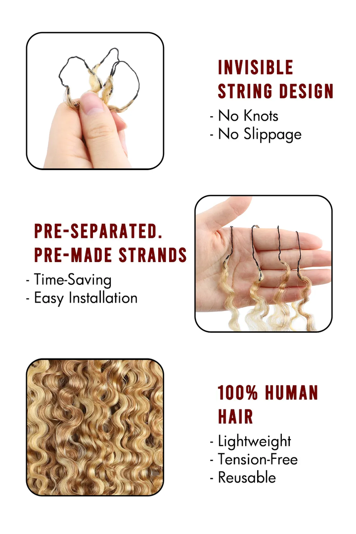 Bling Hair New In #27/613 Mixed Color Water Deep Wave Feather Crochet Human Hair Extensions