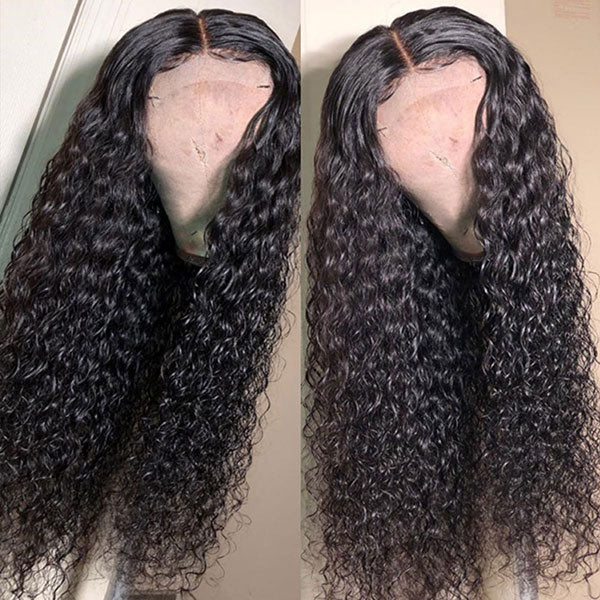 Water Wave Human Hair 4x4 Lace Closure Wig Brazilian Natural Hairline Wig BlingHair