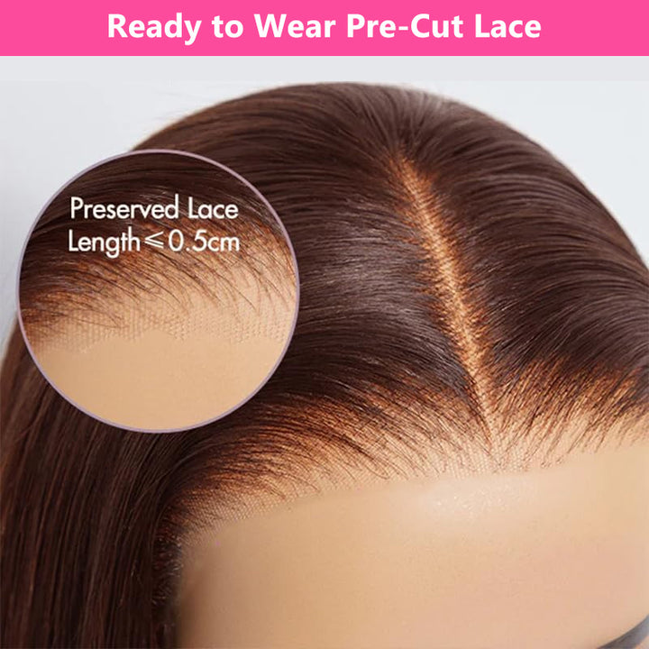 Ready to Wear Glueless Wig Colored Human Hair Body Wave Lace Closure Wigs Brown Burgundy Ginger