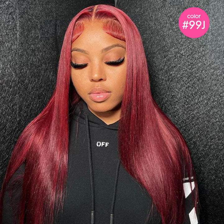 Straight Glueless Wig Reay to Wear 9x6 7x5 Lace Closure Human Hair Wigs Brown Burgundy Ginger