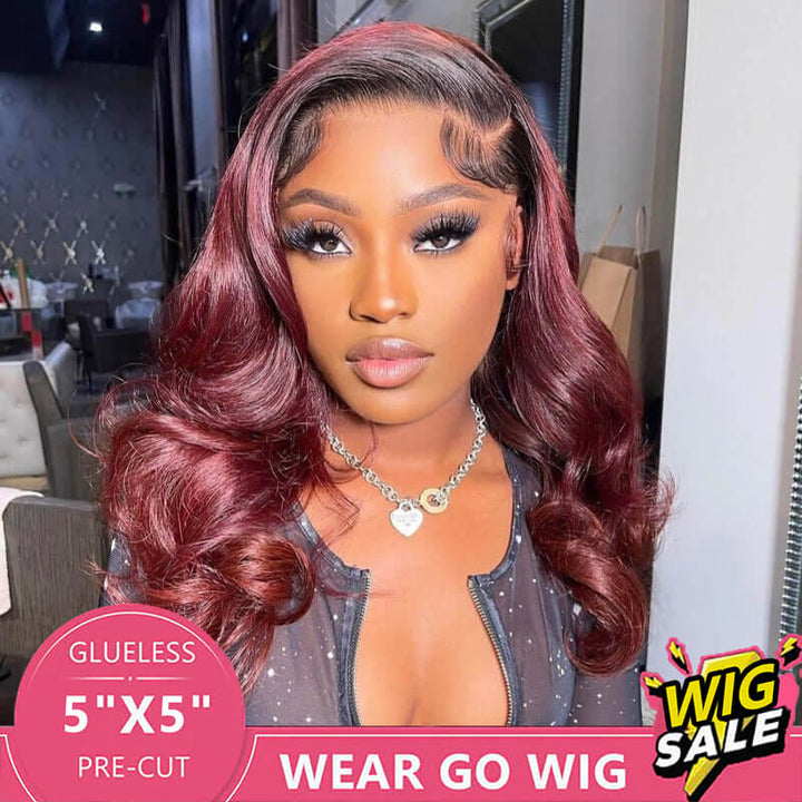 Wear Go Body / Straight Lace Wig with Pre Plucked Hairline Pre Cut 5x5 Lace Glueless Wigs