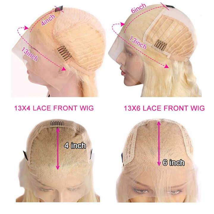 Ash Blonde Color Human Hair Body Lace Front Wigs Pre-Plucked Brown Root Mix #613 Hot Color Wigs