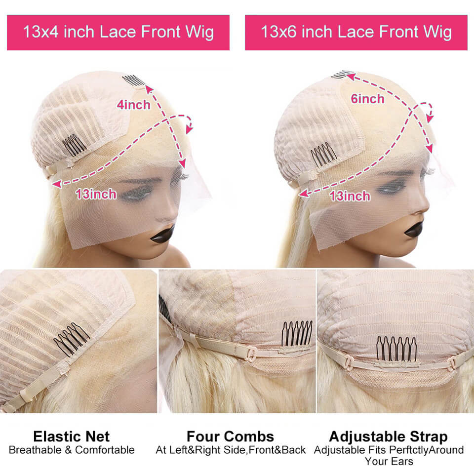 613 Blonde Lace Front Human Hair Wigs Straight Transparent 13x4 13x6 Lace Frontal Wig 180% Density