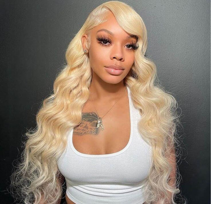 613 Blonde Body Wave 13x4 13x6 Transparent Lace Front Human Hair Frontal Wigs 180% Density