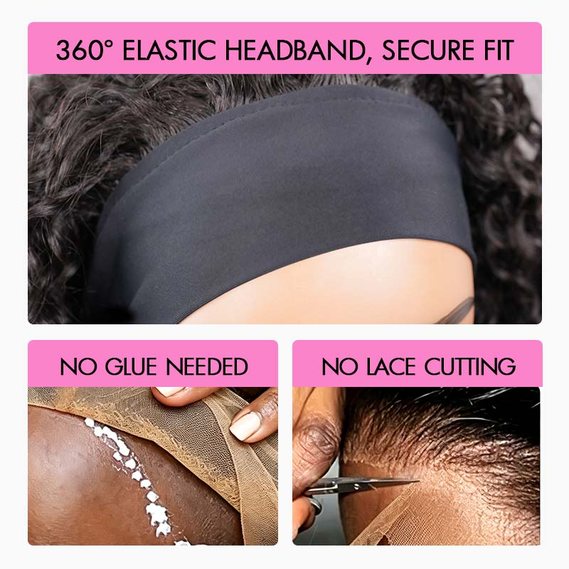 Super Sale Burmese Curly Headband Human Hair Wigs No Code Needed