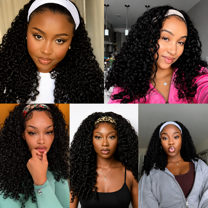 Super Sale Burmese Curly Headband Human Hair Wigs No Code Needed